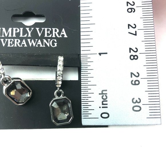 Simply Vera by Vera Wang Earrings Smokey Rhinestone Hoops #1750 - Picture 2 of 2